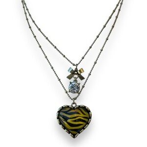 Vintage Betsey Johnson Coquette Bow & Heart Layered Necklace
